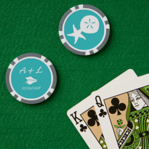 Summer Seashells in Turquoise Poker Chips