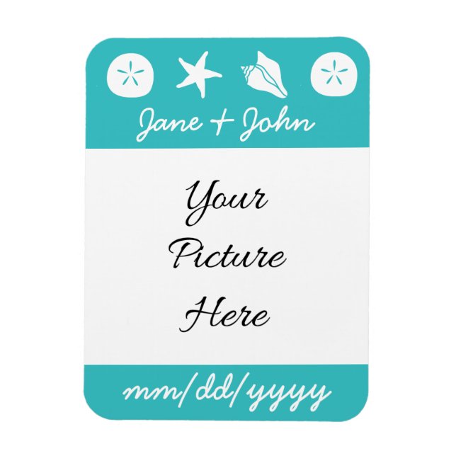 Summer Seashells in Turquoise Save-the-Date Magnet (Vertical)