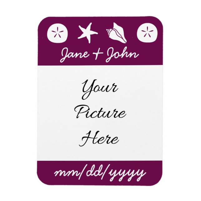 Summer Seashells in Wine Save-the-Date Magnet (Vertical)