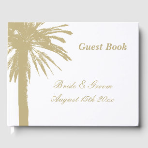 Summer seaside beach wedding palm tree logo guest book