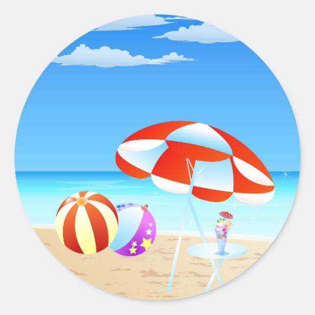 Summer Seaside Classic Round Sticker (Front)
