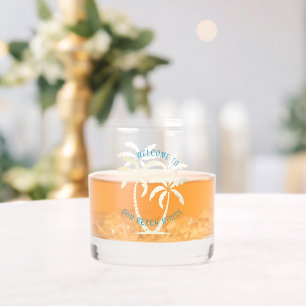 Summer Season Tropical Hawaiian Palm Trees Style Whiskey Glass