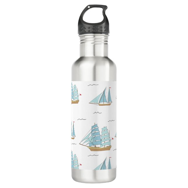 Summer Seatime Cute yachts with sail 710 Ml Water Bottle (Front)