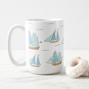 Summer Seatime Cute yachts with sail Coffee Mug