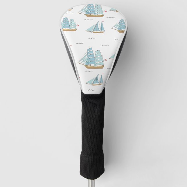 Summer Seatime Cute yachts with sail  Golf Head Cover (Front)