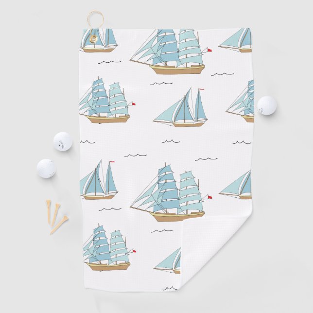 Summer Seatime Cute yachts with sail Golf Towel (InSitu)