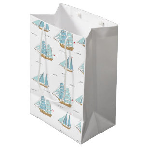 Summer Seatime Cute yachts with sail Medium Gift Bag