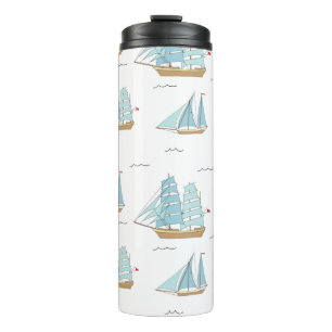 Summer Seatime Cute yachts with sail Thermal Tumbler