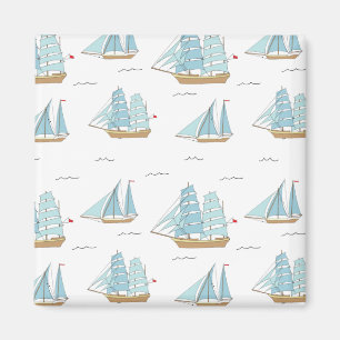 Summer Seatime Cute yachts with sail Tote Bag Magnet