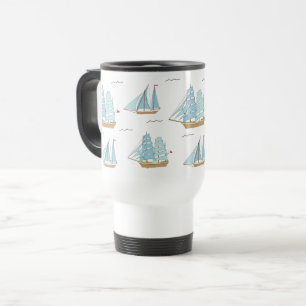 Summer Seatime Cute yachts with sail Travel Mug