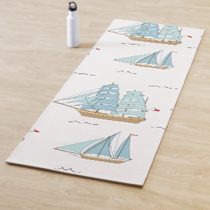 Summer Seatime Cute yachts with sail Yoga Mat