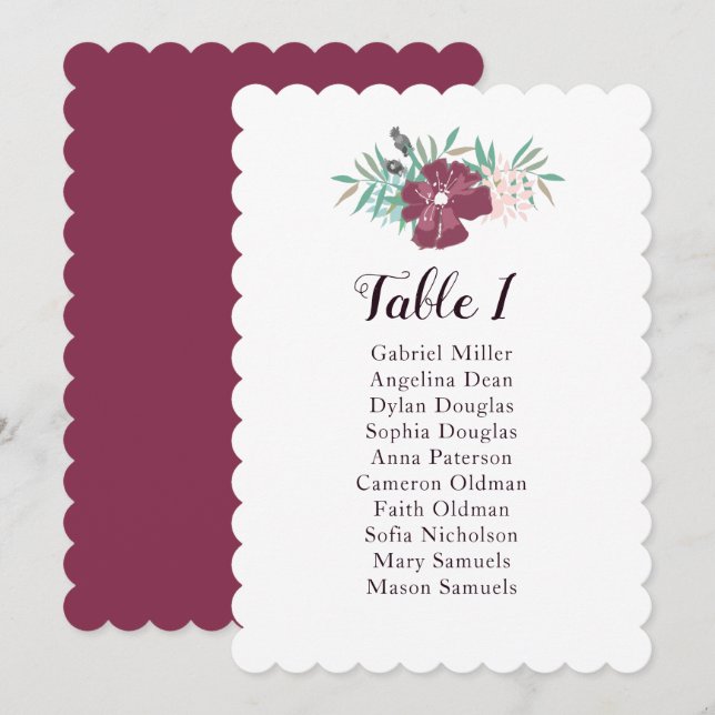 Summer seating chart. Purple flowers wedding Invitation (Front/Back)