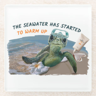 summer seaturtle glass coaster