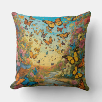 Summer Serenade: Vibrant Butterflies Pillow Design