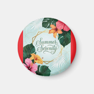 Summer Serenity Tropical Hibiscus Floral Magnet