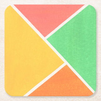 Summer Shapes Colour Block Pattern Square Paper Coaster