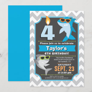 Summer Shark Birthday Invitation