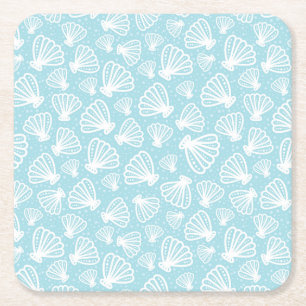 Summer Shell Pattern Square Paper Coaster