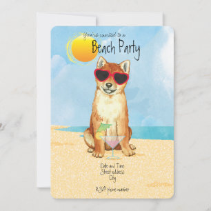 Summer Shiba Inu Beach Party Invitation