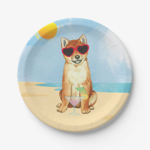 Summer Shiba Inu Paper Plate