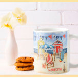 Summer Shore Beach Ocean Name Monogram Coffee Mug<br><div class="desc">Enjoy this fun and colourful beach cabin scene -- relax and be there whenever you wish.  Personalise with your monogram / initial and name and just delightful as a gift. Any design questions,  just send an email to charmdesignstudio@rcn.com and we'll be delighted to assist.</div>