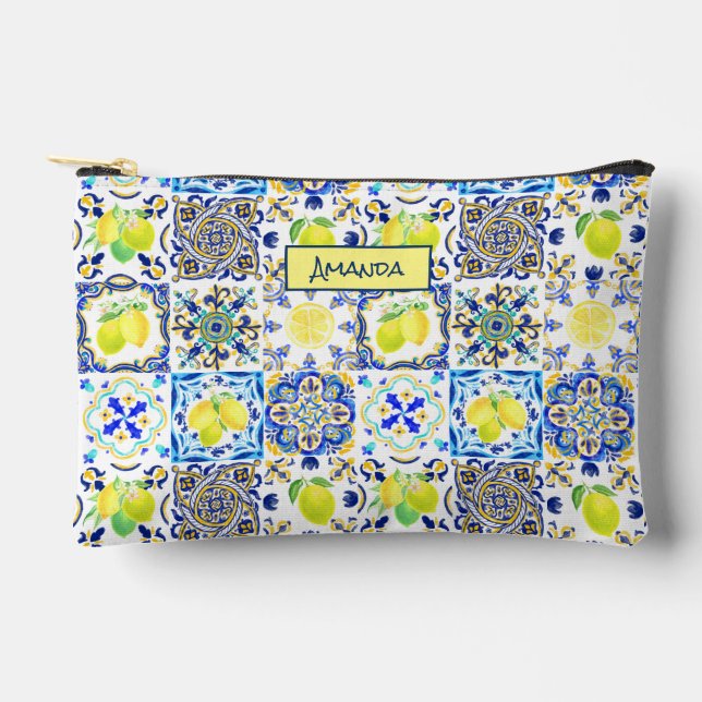 Summer Sicilian citrus Mediterranean majolica Accessory Pouch (Front)