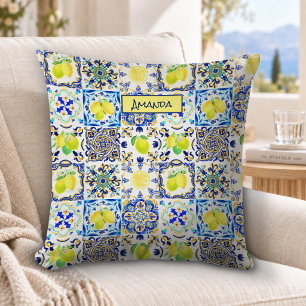 Summer Sicilian citrus Mediterranean majolica Cushion