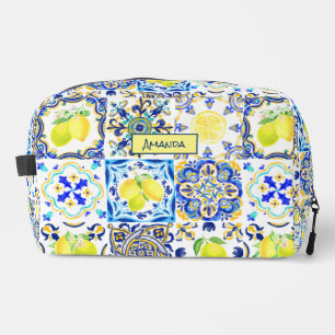 Summer Sicilian citrus Mediterranean majolica Dopp Kit
