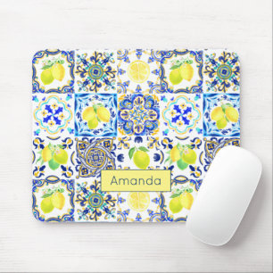 Summer Sicilian citrus Mediterranean majolica Mouse Mat