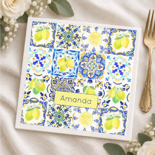 Summer Sicilian citrus Mediterranean majolica Napkin