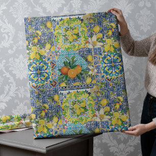  Summer Sicilian Mediterranean citrus ceramic tile Wrapping Paper