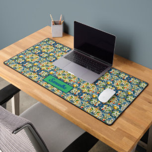 Summer, Sicilian Mediterranean oranges majolica Desk Mat