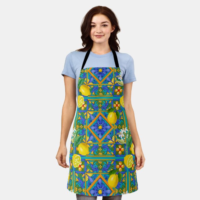 Summer ,Sicilian tiles ,citrus,oranges,majolica    Apron (Worn)