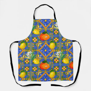 Summer ,Sicilian tiles ,citrus,oranges,majolica    Apron
