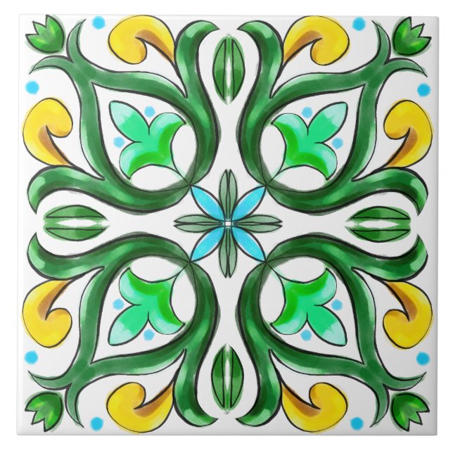 Summer ,Sicilian tiles ,majolica,ceramic tile  (Front)