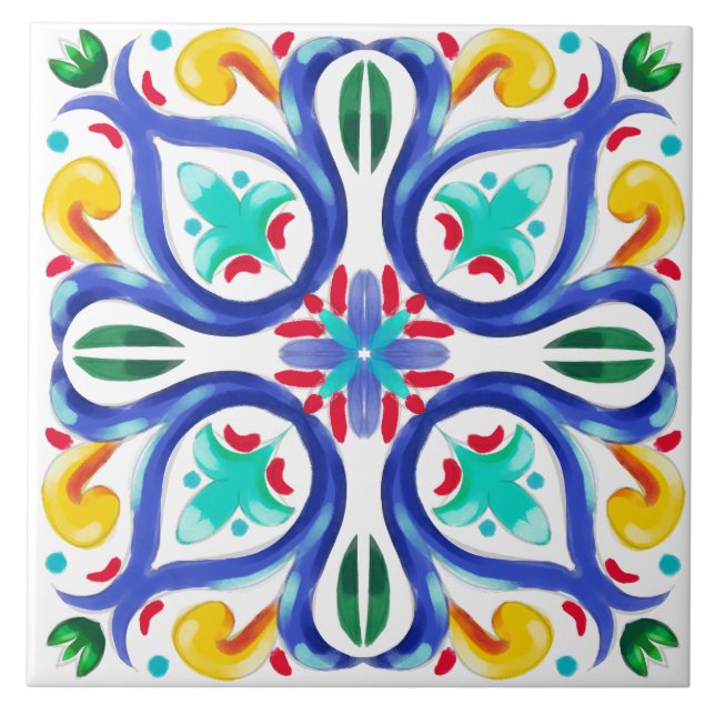 Summer ,Sicilian tiles ,majolica,ceramic tile  (Front)
