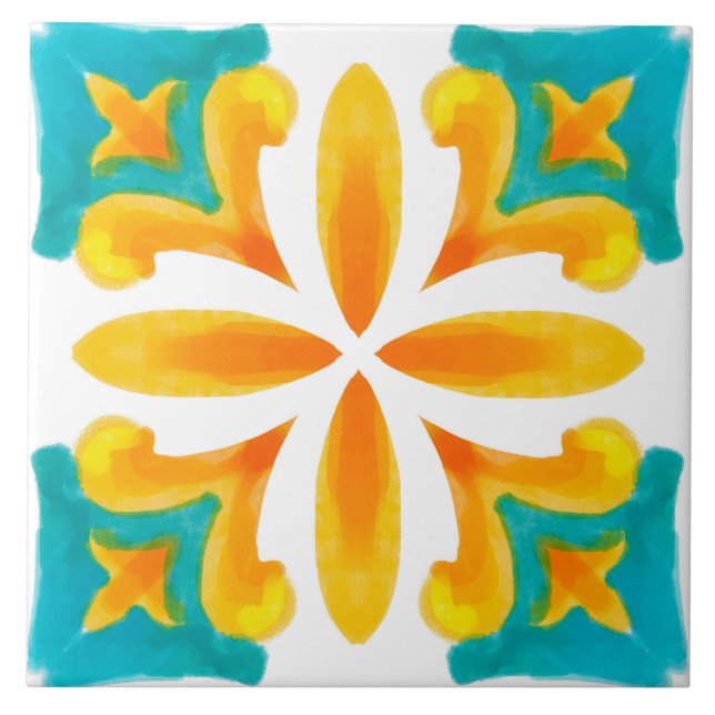 Summer ,Sicilian tiles ,majolica,ceramic tile  (Front)