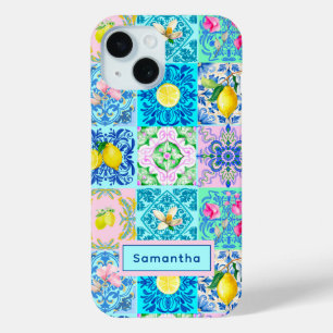 Summer Sicilian turquoise colourful azulejo Amalfi iPhone 15 Case