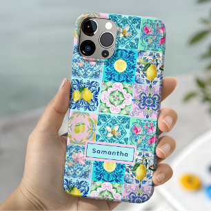 Summer Sicilian turquoise colourful azulejo Amalfi iPhone 15 Case