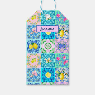Summer Sicilian turquoise colourful azulejo Amalfi Gift Tags