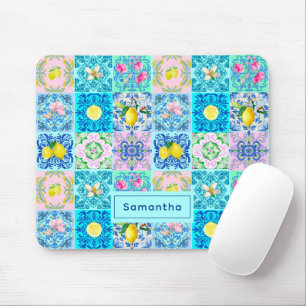 Summer Sicilian turquoise colourful azulejo Amalfi Mouse Mat