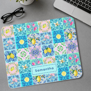 Summer Sicilian turquoise colourful azulejo Amalfi Mouse Mat