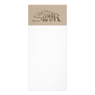 Summer sign carved on the beach sand rack card