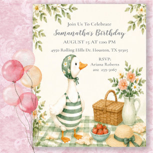 Summer Silly Goose Picnic Birthday Party Invitation