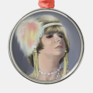 Summer Siren Portrait Premium Round Ornament