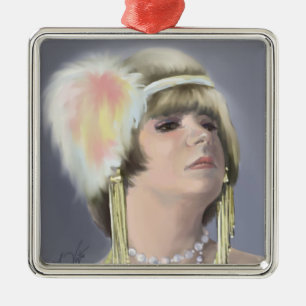 Summer Siren Portrait Premium Square Ornament