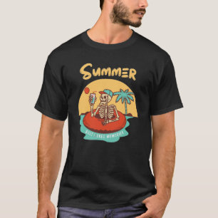 Summer Skeleton Beach Vibes Men’s Retro Graphic T-Shirt