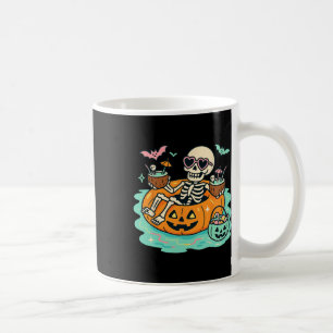 Summer Skeleton In Pumpkin Float Cute Spooky Pool Coffee Mug