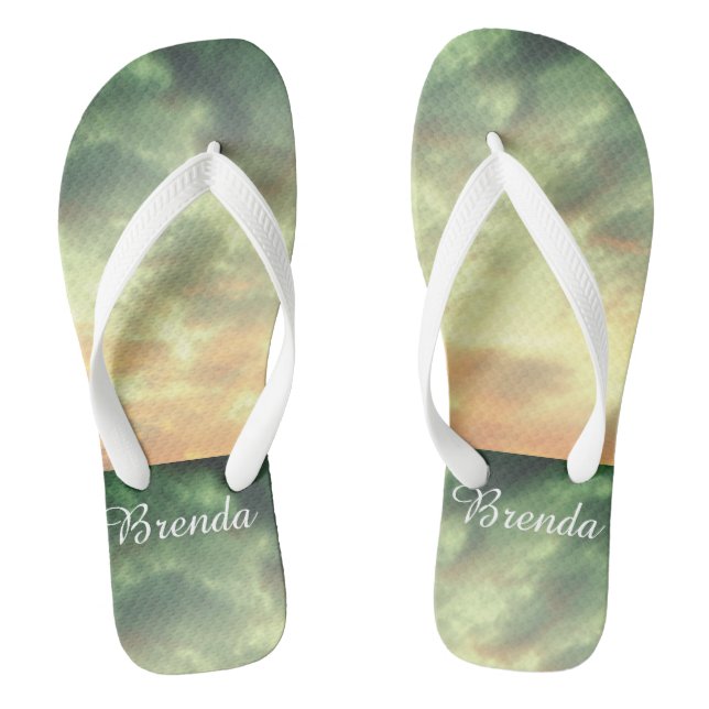 Summer Sky Adult Flip Flops, Wide Straps Flip Flops (Footbed)
