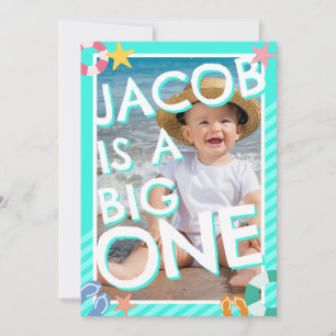 Summer Sky Blue Boys 1st Birthday  Invitation